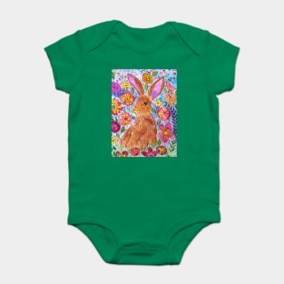 Hare among Flowers Baby Bodysuit